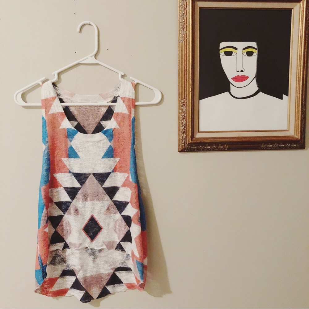 Loose-Knit Geo Aztec Tank
